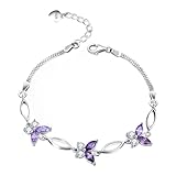 Nieboa S925 Sterling Silver Purple Butterfly Bracelets for Women,Anniversary Jewelry Gift for Women Mother Wife...