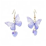 Purple Butterfly Earrings,la luen Drop Dangle Butterfly Earrings Pretty Insect Jewelry For Women Gift