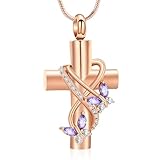 Imrsanl Butterfly Cross Urn Necklace for Ashes Men Women Cremation Jewelry Ashes Pendant for Human Memorial Ash Jewelry...