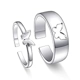 Yearace Matching Butterfly Promise Rings for Couples, 925 Sterling Silver Butterflies Couples Ring Set Adjustable Open...