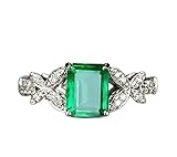 Awmnjtmgpw 925 Sterling Silver Butterfly Grandmother Emerald Cubic Zircon Green Topaz Ring Size 6-10 (Size 6)