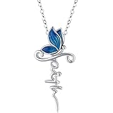 lotus & leaf Butterfly Necklace 925 Sterling Silver Faith Pendant Necklace Cross Jewelry Butterfly Gifts for Women