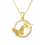 Ayafee 10K 14K 18K Real Gold Butterfly Necklace with Moissanite, Butterfly Pendant Necklace Jewelry Gift for Mother Wife...