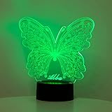 Personalized Butterfly Night Light with USB Charger 3D Butterfly Lamp for Girls Multicolor Custom Names Bedside Light...