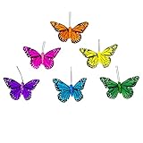 Berfutall- Monarch Butterfly Decor, Feather Butterfly Decorations Set of 12 with Wire, 3', S/6 Color……