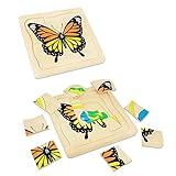 Montessori Wooden Puzzles for Kids Ages 4-8, 4 Layer Life Cycle of Butterfly Jigsaw Puzzle for Toddlers, Children...