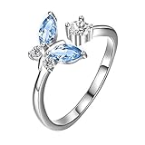 AOBOCO S925 Sterling Silver Adjustable Open Butterfly Rings Women Jewelry Gifts Birthday