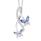 Gem Stone King 925 Sterling Silver Blue Tanzanite Necklace | Butterfly Infinity Pendant Necklace for Women | 1.21 Cttw |...