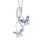 Gem Stone King 925 Sterling Silver Blue Tanzanite Necklace | Butterfly Infinity Pendant Necklace for Women | 1.21 Cttw |...