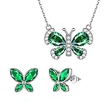 Aurora Tears Green Butterfly Jewellery Sets Women 925 Sterling Silver Animal Butterflies May Birthstone Emerald...