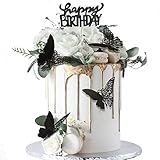 10-Pieces Black Butterfly Cake Toppers Happy Birthday Cake Topper Butterfly Birthday Cake Decorations Cake Butterfly...