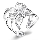 Vintage Butterfly Crystal Ring, 925 Sterling Silver Ring