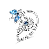 MOONMORY anxiety ring anxiety ring for women rings for women sterling silver - Ice Butterfly Snowflake Anxiety Spinner...