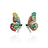 MALOYANVE Butterfly Stud Earrings for Women Cute Enamel Crystal Rhinestone Color Fairy Tale Animal Insect Stud Earrings...