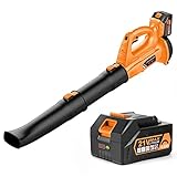 Cordless Leaf Blower - BHY 320 CFM 150 MPH Battery Leaf Blower with 4.0Ah Battery & Charger, 2 Section Tubes, 6-Speed...