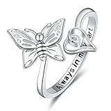 Palpitate Butterfly Rings for Women Butterfly Open Rings 925 Sterling Silver Rings Always in My Heart Butterfly Jewelry...