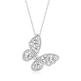 Ross-Simons 1.00 ct. t.w. Diamond Butterfly Pendant Necklace in 14kt White Gold. 16 inches