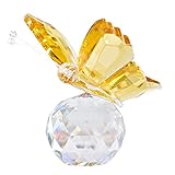H&D Crystal Flying Butterfly with Crystal Ball Base Figurine Collection Cut Glass Ornament Statue Animal Collectible...