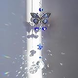 Turkish Blue Evil Eye Butterfly Wall Hanging with Crystal Suncatcher Ornament for Home Decor Protection Good Luck...