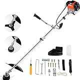 42.7cc Weed Eater Gas Powered 2-in-1 Cordless Grass Trimmer/Edger, 2-Cycle Gas String Trimmer with 2 Detachable Head for...