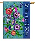 Dyrenson Spring Summer Pansies Flower 28 x 40 House Flag Large Double Sided Welcome Quote, Floral House Garden Yard...