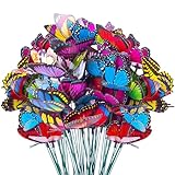 VGOODALL 50pcs Butterfly Garden Decorations, 11.5 inch Plastic Butterfly Stakes Ornaments Artificial Butterflies for...