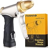FANHAO Garden Hose Nozzle, 100% Heavy Duty Metal Spray Nozzle High Pressure Water Nozzle with 4 Patterns for Watering...