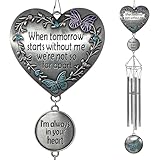Memorial Windchimes Condolence - When Tomorrow Starts without Me I'm Always in Your Heart Saying - Heart and Butterfly...
