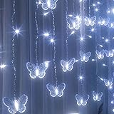 Curtain Butterfly String Light 20Ft 120LED Window USB Fairy Lights 24 Butterfly 8 Modes with Remote Control for Room...