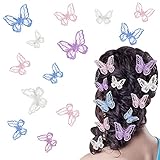 18 Pieces Butterfly Hair Clip Halloween Lace Hair Bows Embroidery Butterfly Hair Pins Hair Accessories for Halloween...