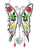 KY&BOSAM Gifts for Mom Suncatcher Butterfly Mom Gifts Mothers Day I Love You Mom-Stained Glass Sun Catcher Hanging Wind...