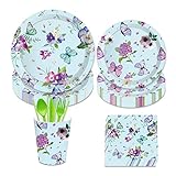 Butterfly Party Supplies for 16 People Firefighter Party Decorations，Includes 9 Plates, 7 Small Plates,Napkins, Cups...
