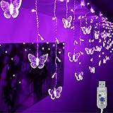 Decorman Butterfly Curtain Lights, 4.9ft 48 LED USB Window Fairy Lights 10 Butterflies 8 Modes Firefly Twinkle String...