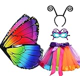 D.Q.Z Kids Fairy-Butterfly Wings Costumes for Girls with Tutu Dress Up 4Pcs Child Butterfly Wings Christmas Party...