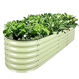 Olle Galvanized Raised Garden Bed Elevated Raised Garden Bed Metal 17' Tall 12-in-1 Grow Herbs and Vegetables Home...