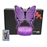 Butterfly 3D Illusion Lamp Bedroom Decor Night Light with Greeting Card,16 Colors Smart Touch & Remote Control...