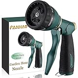 FANHAO Garden Hose Nozzle Sprayer Heavy Duty, 100% Metal Spray Nozzle High Pressure Water Hose Nozzle with 7 Patterns...