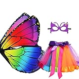 D.Q.Z Kids Fairy Butterfly-Wings Costume for Girls Halloween Butterfly Costumes & Rainbow Tutu Dress Up Party Supplies...