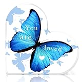 Butterfly Gifts for Women Butterflies Inspirational Desk Decor Acrylic Heart Shaped Keepsake Tables Centerpiece...