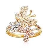 Ross-Simons 0.50 ct. t.w. Diamond Butterfly Ring in 14kt Tri-Colored Gold. Size 10