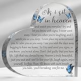 Sympathy Gifts As I Sit in Heaven and Watch You Everyday Acrylic Heart Square Memorial Bereavement Gift in Memory of...