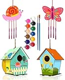 HOME COMPOSER 4 Pack DIY Bird House Wind Chime Kits for Children to Build and Paint, Wooden Arts and Crafts for Kids...