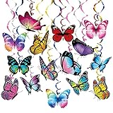 Summer Spring Butterfly Hanging Swirl Party Supplies 30 Pack Butterfly Party Decor for Kids Butterfly Birthday Baby...