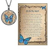 Lola Bella Gifts and Spirit Lala Blue Monarch Butterfly Grief Sympathy Gift Reversible Necklace with Our Love Never Dies...