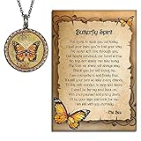 Lola Bella Gifts and Spirit Lala Orange Monarch Butterfly Grief Sympathy Gift Reversible Necklace with Our Love Never...